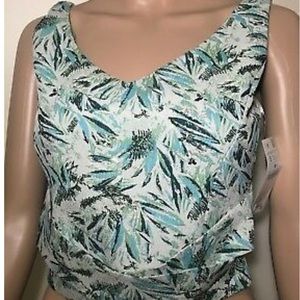 Zara Criss Cross Leaf Print Crop Top